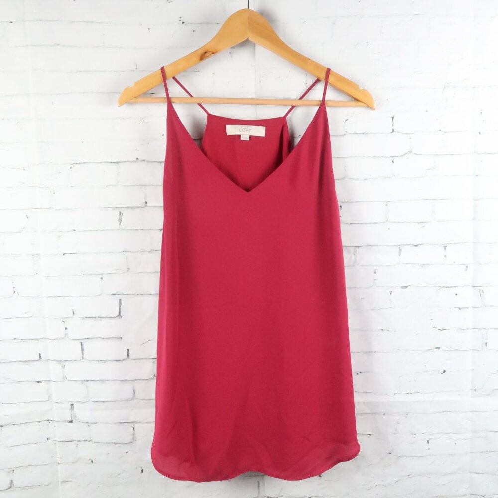 ANN TAYLOR LOFT MAGENTA PINK V NECK CAMISOLE TOP SIZE MEDIUM